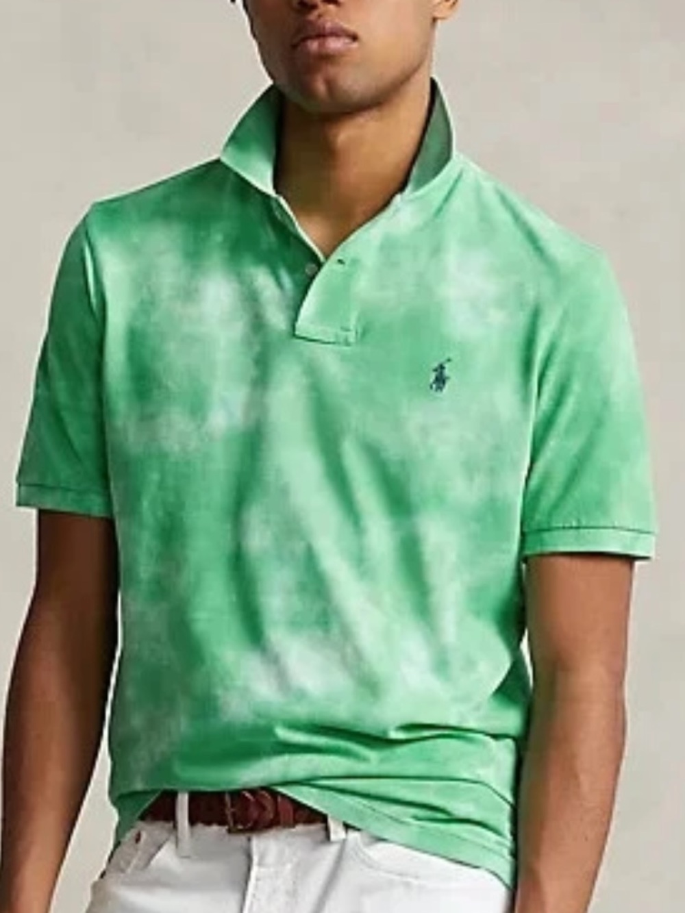 Polo by Ralph Lauren Men's 2XLT Mint Green Tie Dye Mesh Polo Shirt